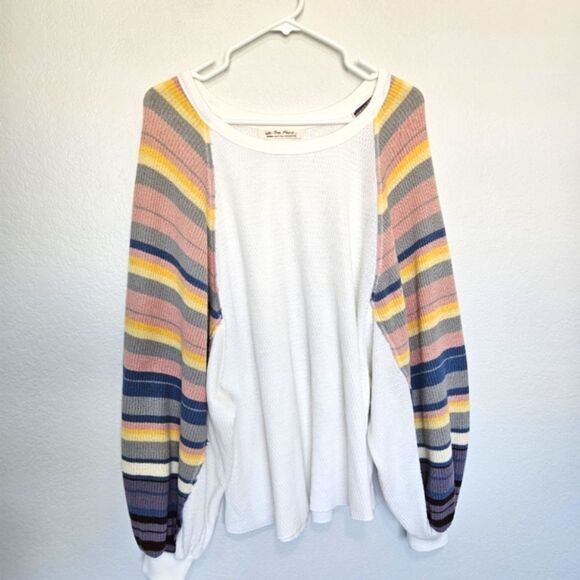 NWOT We The Free Revolve Muted Rainbow Dreams Top Balloon Sleeves, Womens Medium - Picture 2 of 5